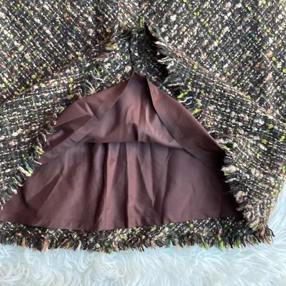J Jill Multi Color Lined Wool Blend Textured Skirt Size 8